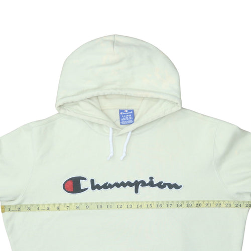 Champion Women's Beige XL Pullover Hoodie 100% Cotton Logo Hooded Sweatshirt