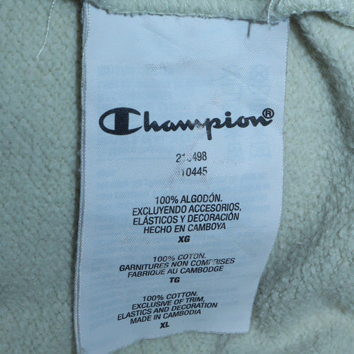 Champion Women's Beige XL Pullover Hoodie 100% Cotton Logo Hooded Sweatshirt