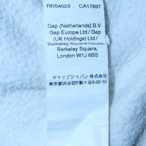 GAP Women White Pullover Hoodie L Logo Embroidered Classic Fit