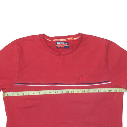 Superdry Men Red Crew Neck Cotton Short Sleeve T-Shirt M Classic