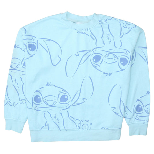 Disney Women's Blue Stitch Crew Neck Sweatshirt Size M 12/14