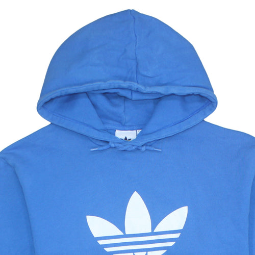 Adidas Mens Blue XL Pullover Hoodie with Logo Print