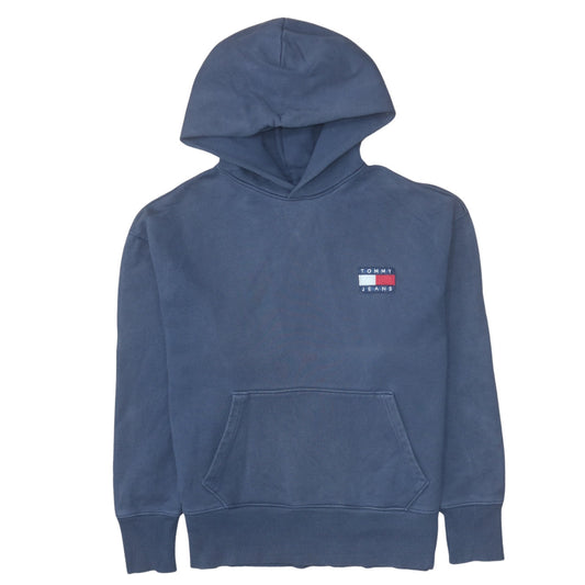 Tommy Jeans Women's Blue Pullover Hoodie Size S Cotton Logo Sweatshirt
