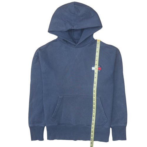 Tommy Jeans Women's Blue Pullover Hoodie Size S Cotton Logo Sweatshirt
