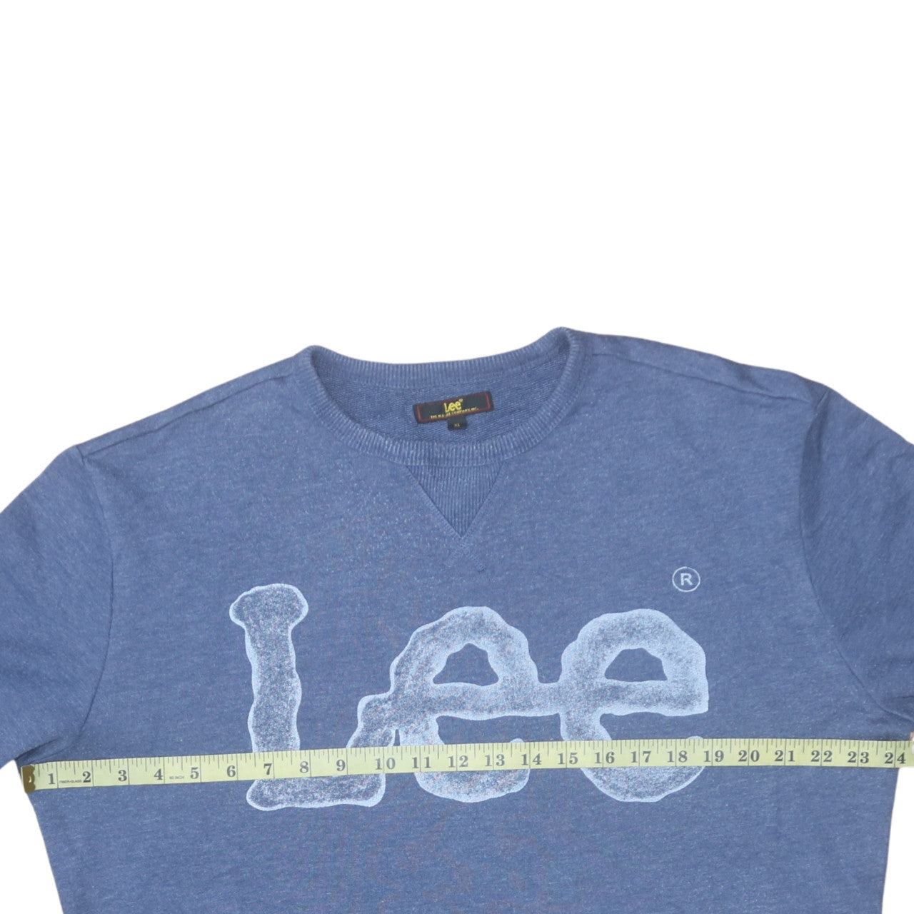 Lee Mens Blue Pullover Sweatshirt XL Crew Neck Logo Cotton Blend