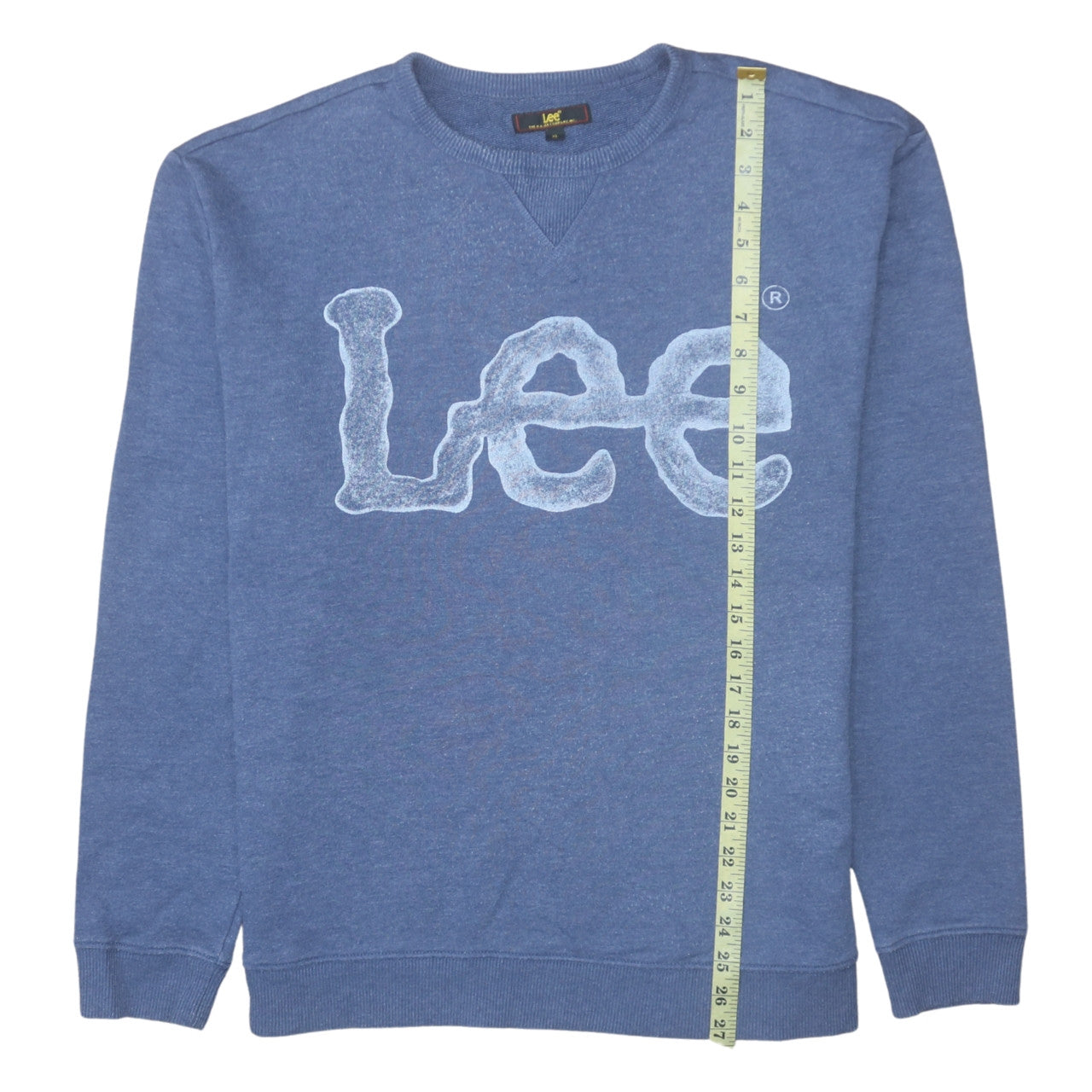 Lee Mens Blue Pullover Sweatshirt XL Crew Neck Logo Cotton Blend