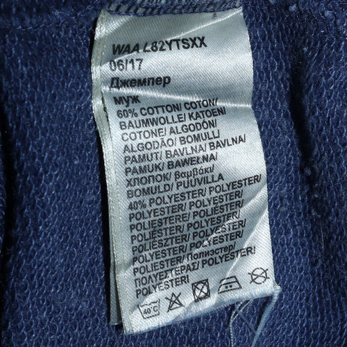 Lee Mens Blue Pullover Sweatshirt XL Crew Neck Logo Cotton Blend