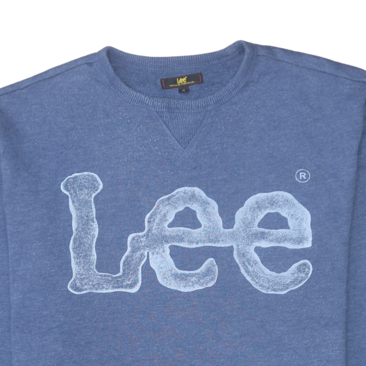 Lee Mens Blue Pullover Sweatshirt XL Crew Neck Logo Cotton Blend