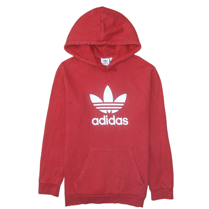 Adidas Mens Red Pullover Hoodie M Sports Fleece Logo Sweatshirt
