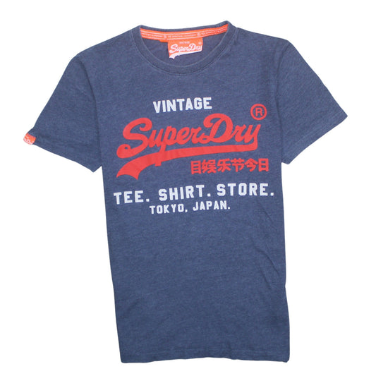 Superdry Men's Blue Vintage Graphic Logo T-Shirt Size M