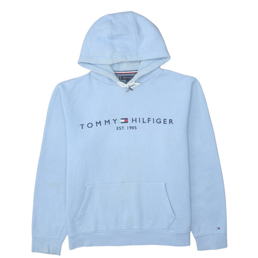 Tommy Hilfiger Men's Blue Pullover Hoodie XL Logo Fleece Sweatshirt