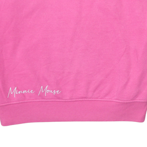 Disney Minnie Mouse Pink Crew Neck Sweatshirt Women Small
