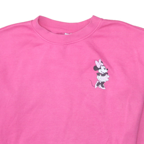 Disney Minnie Mouse Pink Crew Neck Sweatshirt Women Small