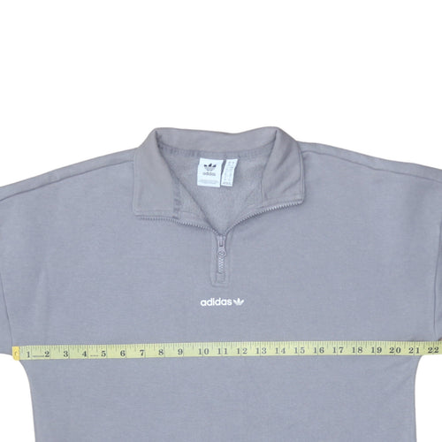 Adidas Women Grey 1/2 Zip Sweatshirt Size 10 Classic Logo Pullover