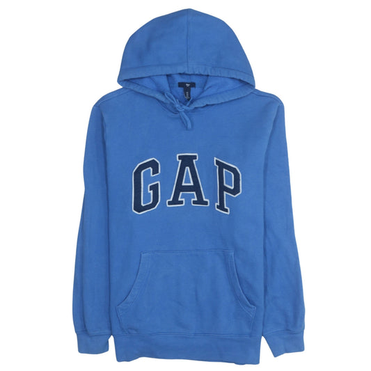 GAP Mens Blue Pullover Hoodie Medium Fleece Logo Sweatshirt