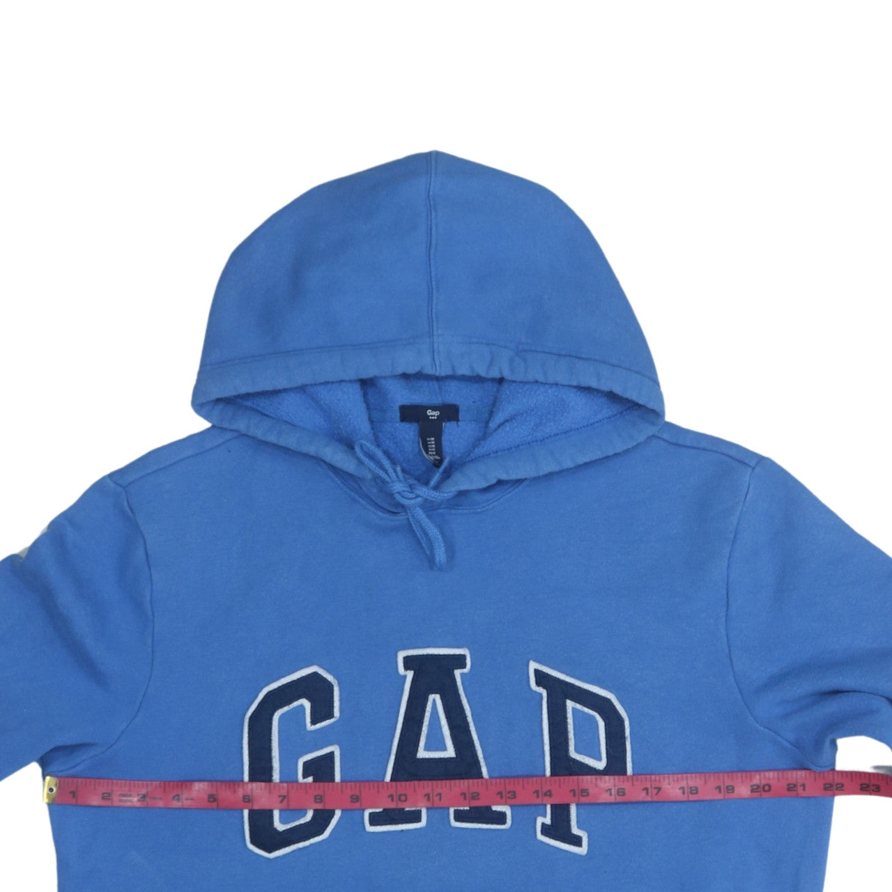 GAP Mens Blue Pullover Hoodie Medium Fleece Logo Sweatshirt