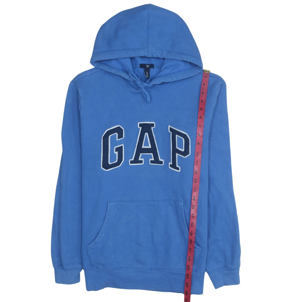 GAP Mens Blue Pullover Hoodie Medium Fleece Logo Sweatshirt
