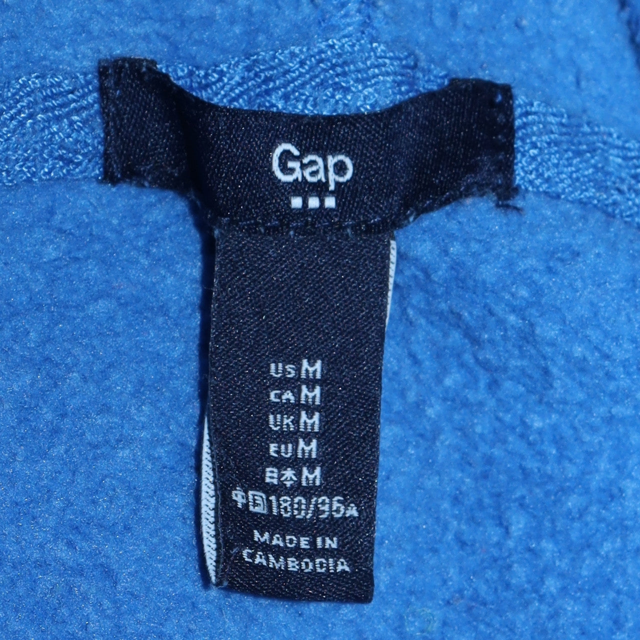 GAP Mens Blue Pullover Hoodie Medium Fleece Logo Sweatshirt