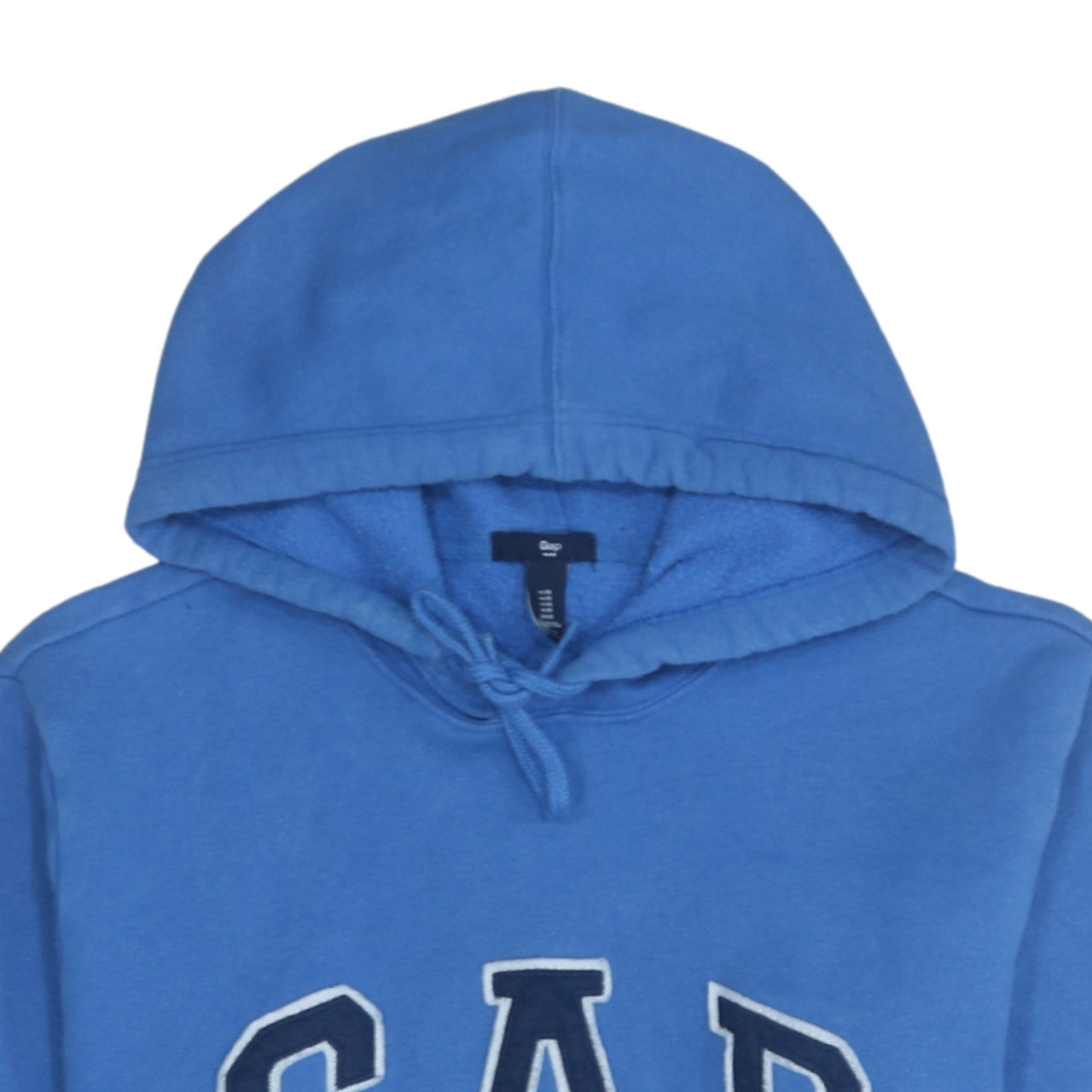 GAP Mens Blue Pullover Hoodie Medium Fleece Logo Sweatshirt