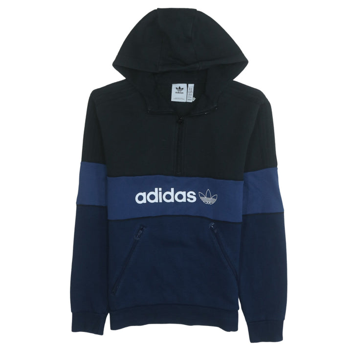 Adidas Men's Blue XS Hoodie 1/2 Zip Pullover Logo Fleece