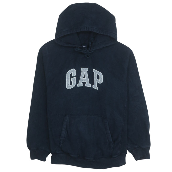 GAP Women Navy Blue Pullover Hoodie S Logo Embroidered Casual