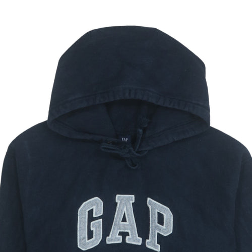 GAP Women Navy Blue Pullover Hoodie S Logo Embroidered Casual