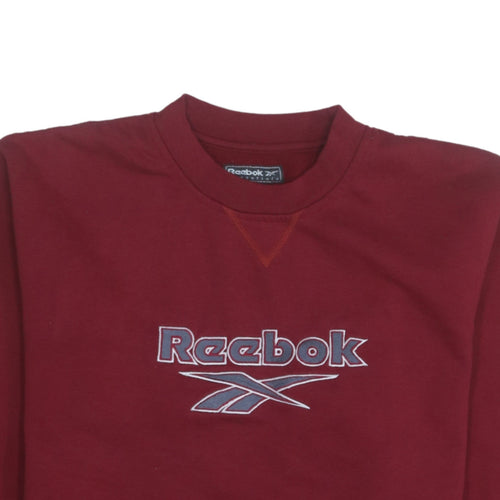 Reebok Boys Red Pullover Fleece Sweatshirt 14-15 Years Logo Crew Neck
