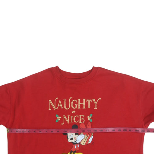Disney Women Red Mickey Mouse Christmas Pullover Sweatshirt UK 12/14