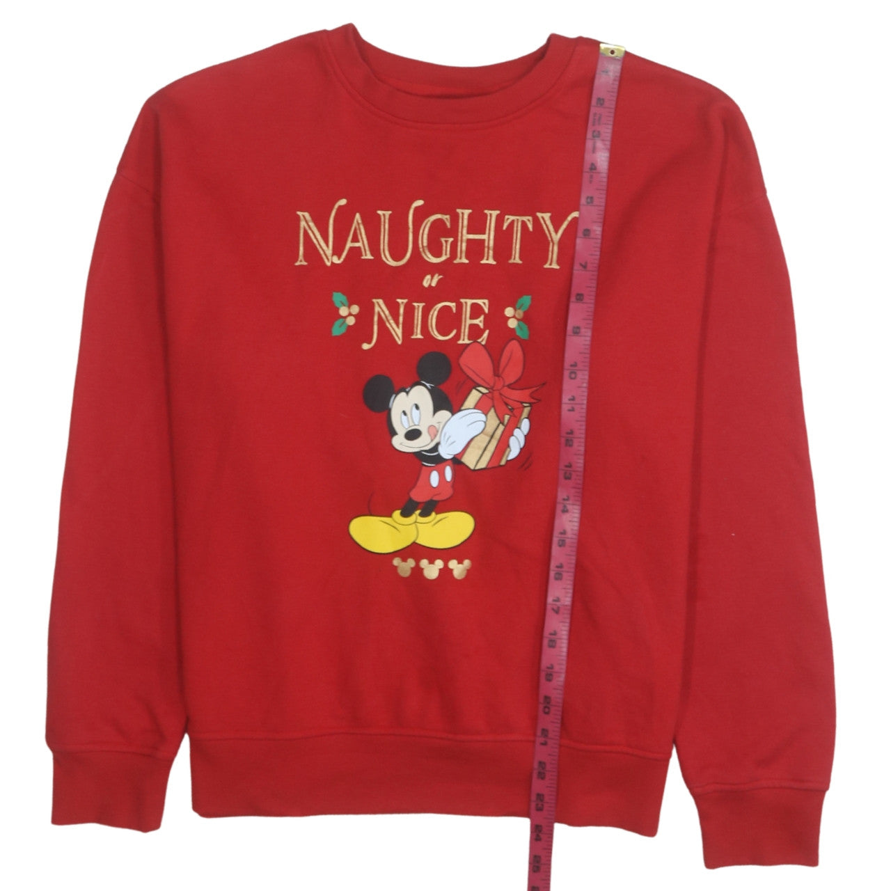 Disney Women Red Mickey Mouse Christmas Pullover Sweatshirt UK 12/14