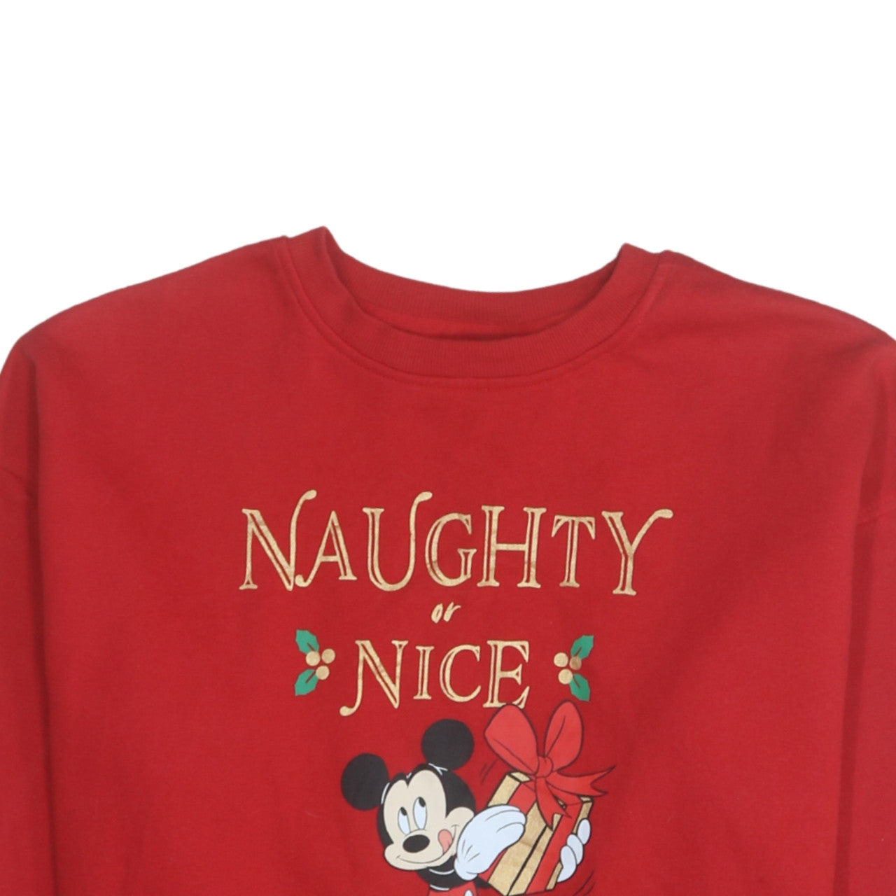 Disney Women Red Mickey Mouse Christmas Pullover Sweatshirt UK 12/14