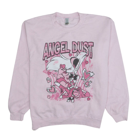 Gildan Women Pink Angel Dust Graphic Pullover Sweatshirt L