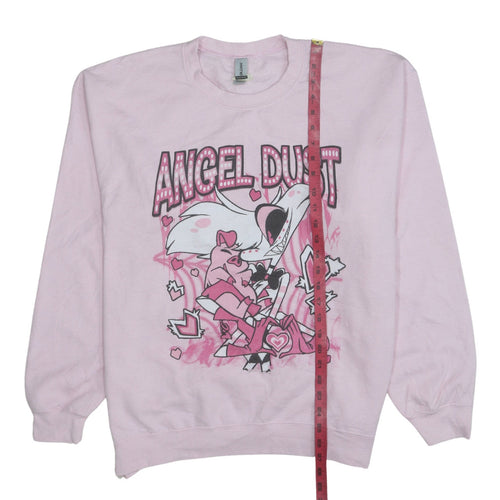 Gildan Women Pink Angel Dust Graphic Pullover Sweatshirt L