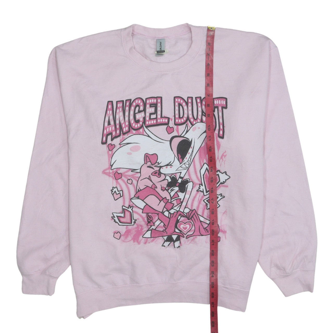 Gildan Women Pink Angel Dust Graphic Pullover Sweatshirt L