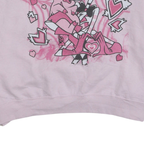 Gildan Women Pink Angel Dust Graphic Pullover Sweatshirt L