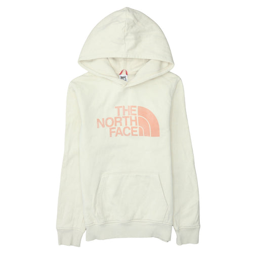 The North Face Girls Ivory Pullover Hoodie L Graphic Logo Cotton