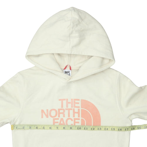 The North Face Girls Ivory Pullover Hoodie L Graphic Logo Cotton