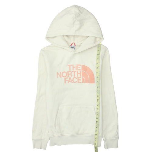 The North Face Girls Ivory Pullover Hoodie L Graphic Logo Cotton