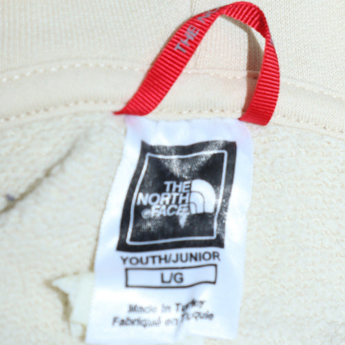 The North Face Girls Ivory Pullover Hoodie L Graphic Logo Cotton