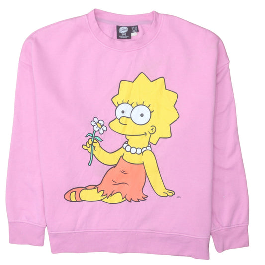 The Simpsons Pink Lisa Graphic Sweatshirt Women's L Crew Neck Long Sleeve