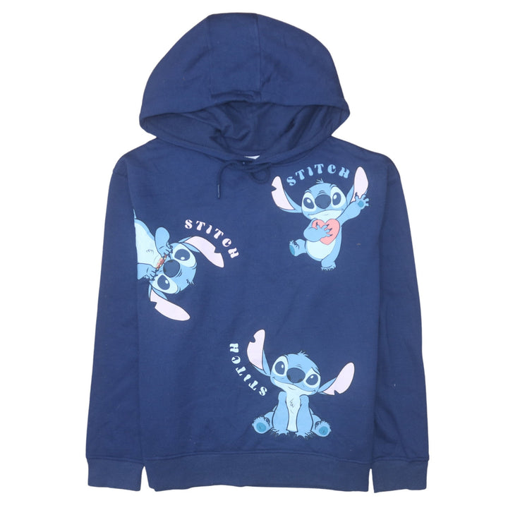 Disney Womens Blue Stitch Hoodie Size 12/14 Pullover Hooded Sweatshirt