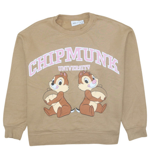 Disney Women Beige Chipmunk University Sweatshirt Size S