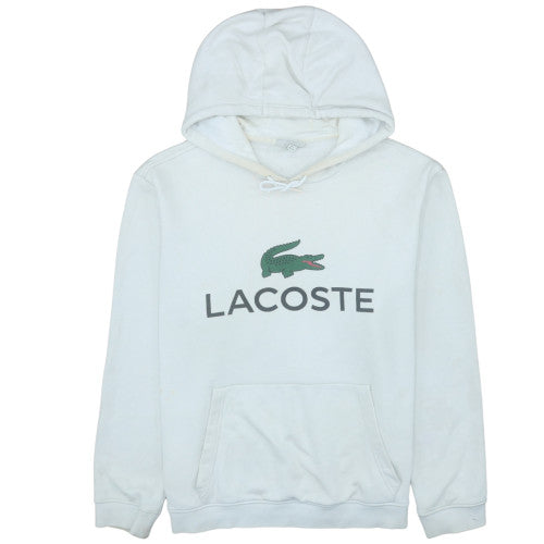 Lacoste Men's White 2XL Pullover Hoodie with Logo Print