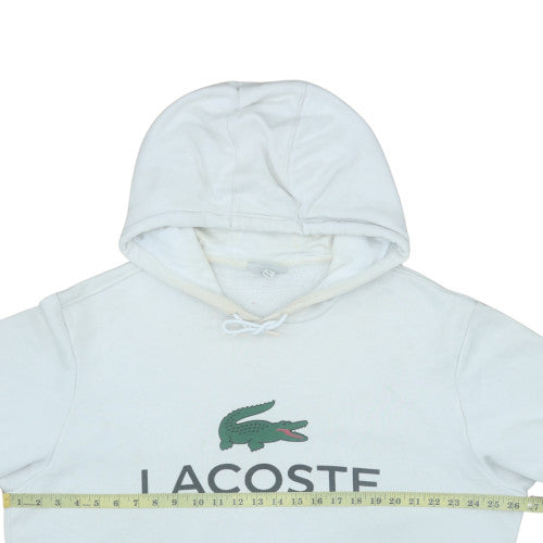 Lacoste Men's White 2XL Pullover Hoodie with Logo Print