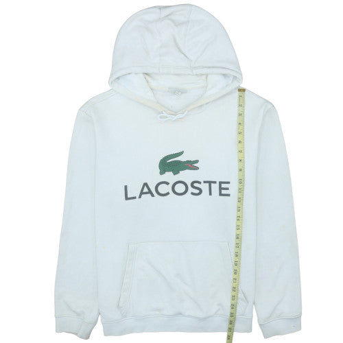 Lacoste Men's White 2XL Pullover Hoodie with Logo Print