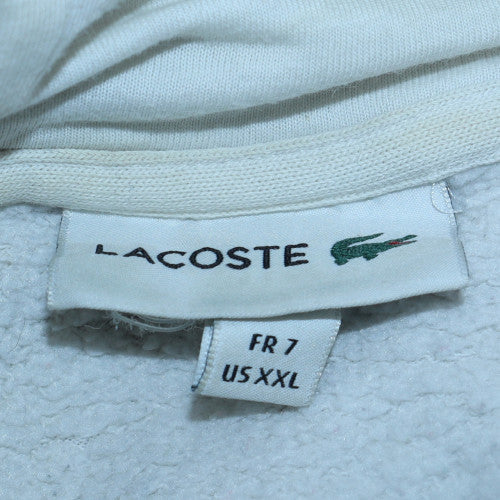 Lacoste Men's White 2XL Pullover Hoodie with Logo Print