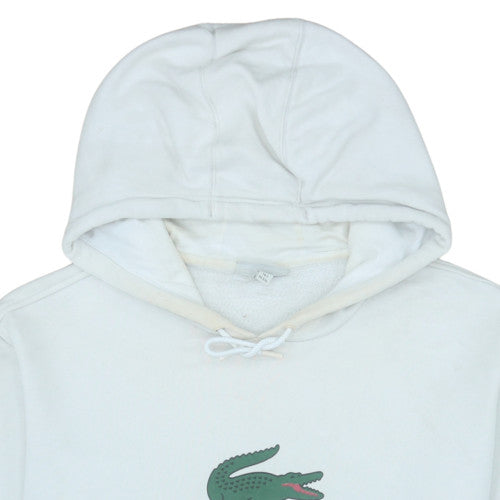 Lacoste Men's White 2XL Pullover Hoodie with Logo Print