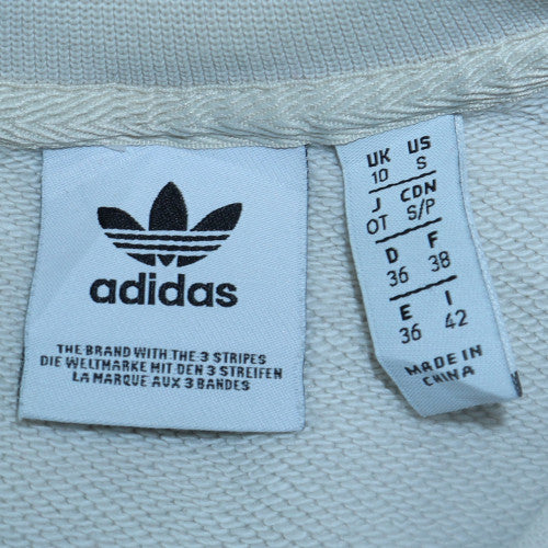 Adidas Women White Gold Logo Crew Neck Sweatshirt Size 10