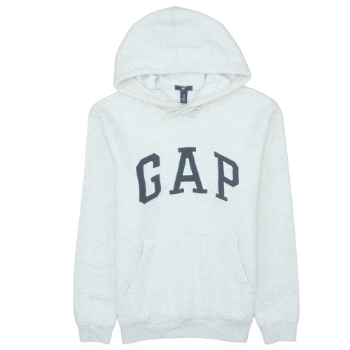Gap Womens Beige Pullover Hoodie Small Cotton Blend Logo Casual
