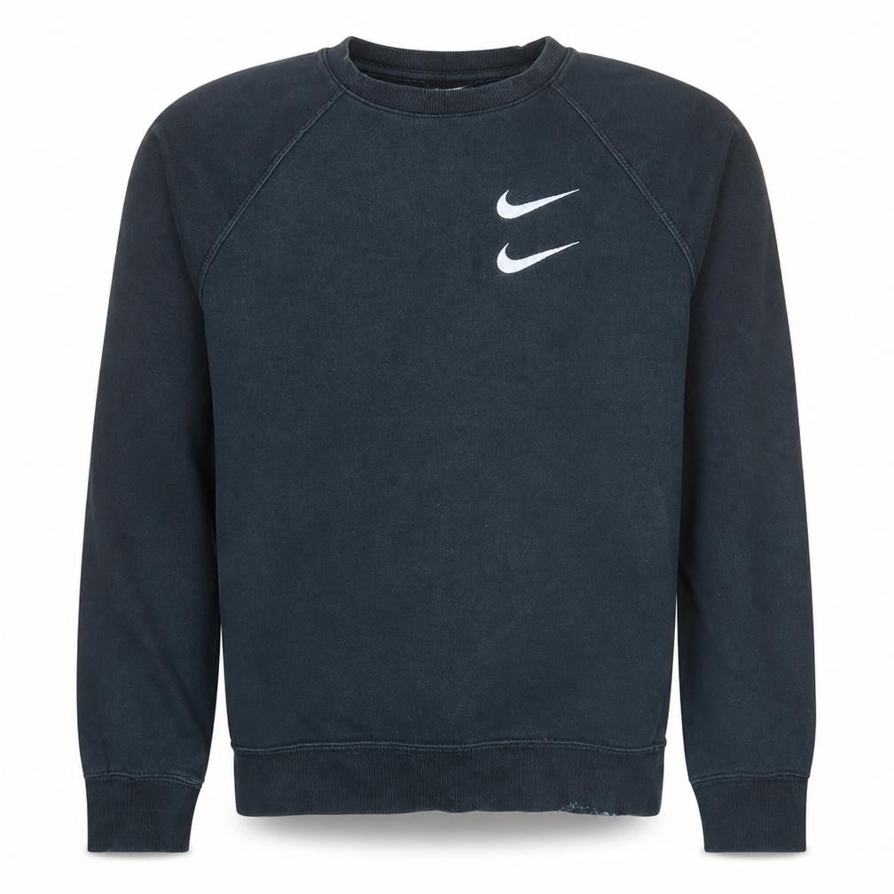 Front view of Nike Men's Black M Pullover Sweatshirt Crew Neck Logo Sportswear