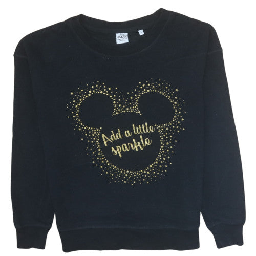 Next Disney Mickey Mouse Black Gold Sparkle Sweatshirt S Womens